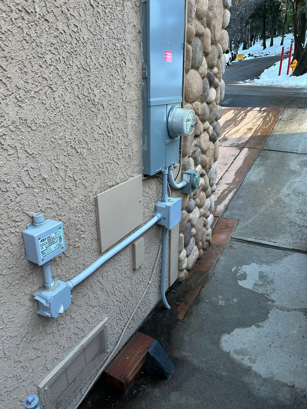 Snow sensor installation for radiant driveway Big Bear Lake